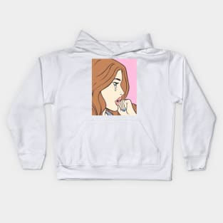 Brunette Crying Comic Girl Kids Hoodie